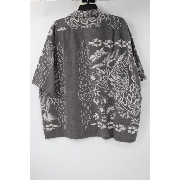 Moussy Shirt Unisex size Free Linen Blend Bandana yin yang dragon‎ Oversized - Picture 9 of 13
